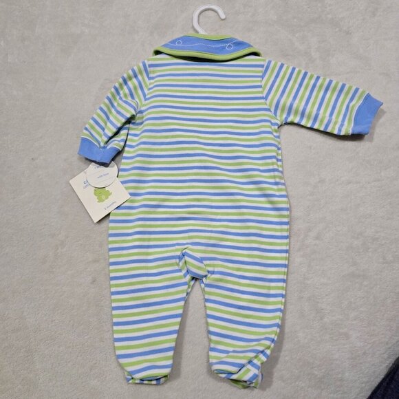 Carter’s ✦ Baby Sleep & Play ✦ 3M Striped Footie + Frog Bib Cotton Outfit NWT - Picture 6 of 9